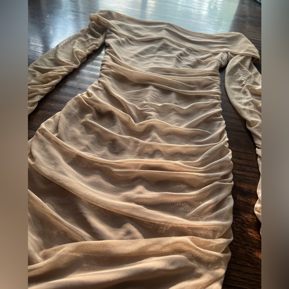 Windsor Cream Long Sleeve Ruched Dress